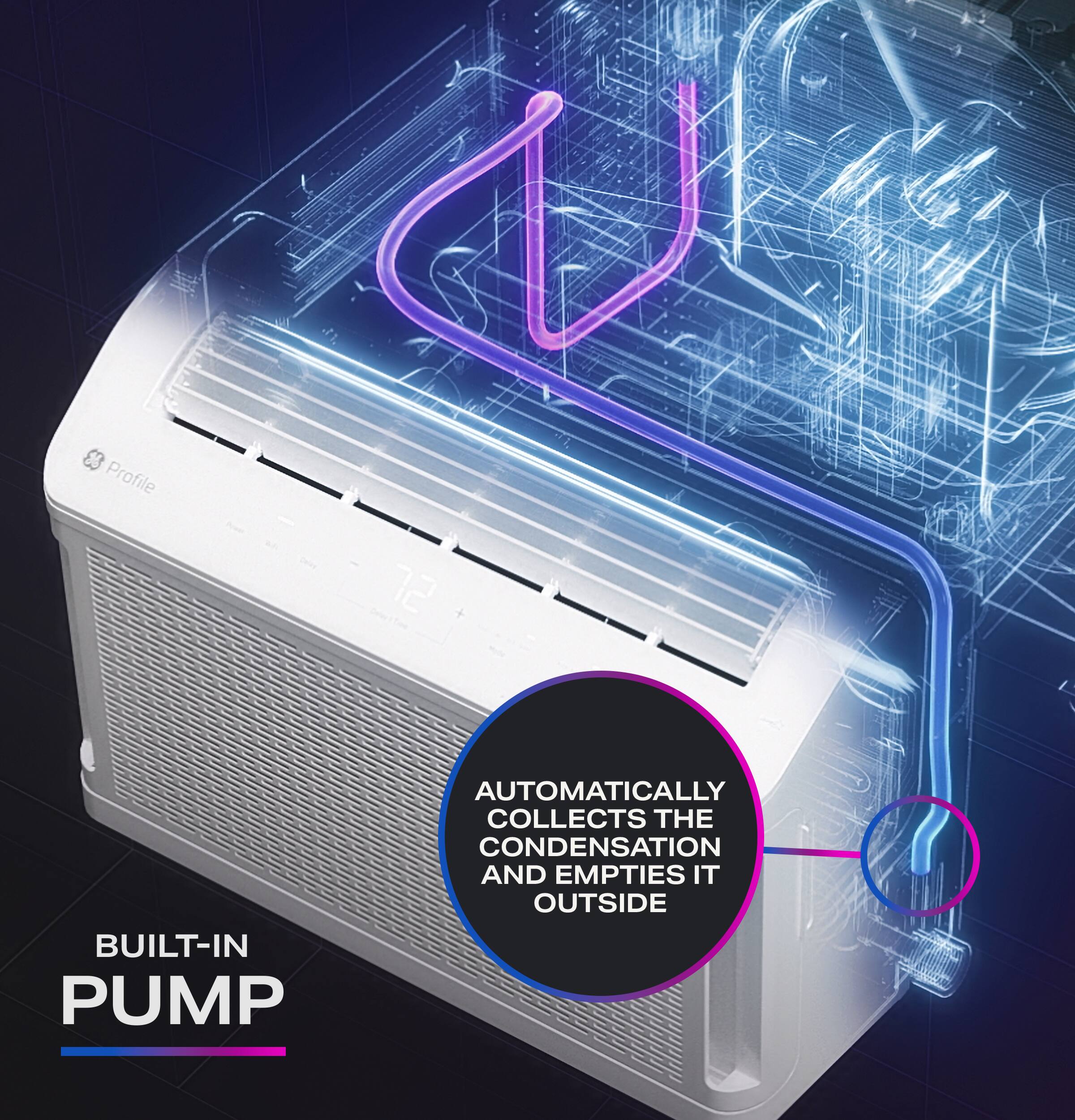 Profile 72 BUILT-IN PUMP AUTOMATICALLY COLLECTS THE CONDENSATION AND EMPTIES IT OUTSIDE