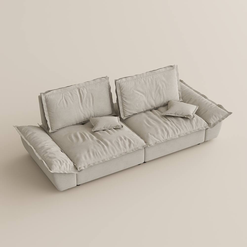 Alt View 10. POVISON - 104.33" Sailboat Deep Sofa Stain Resistant Cozy Couch with Adjustable Backrest - Beige Suede Fabric.