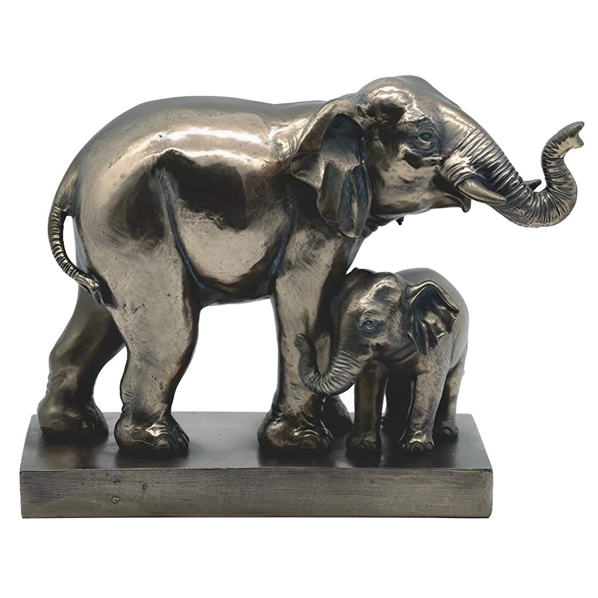 FC Design - 9"W Elephant with Cub Figurine Statue Office Desk Tabletop Home Decor Gift - Multi-Color