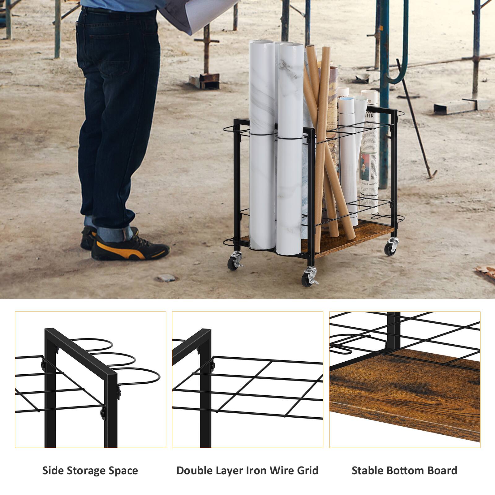 - Side Storage Space
- Double Layer Iron Wire Grid
- Stable Bottom Board