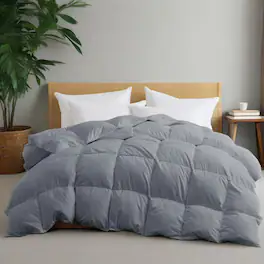 Peace Nest - Heavyweight Extra Warmth White Goose Feather Down Fiber Duvet Comforter Insert, California King - Gray