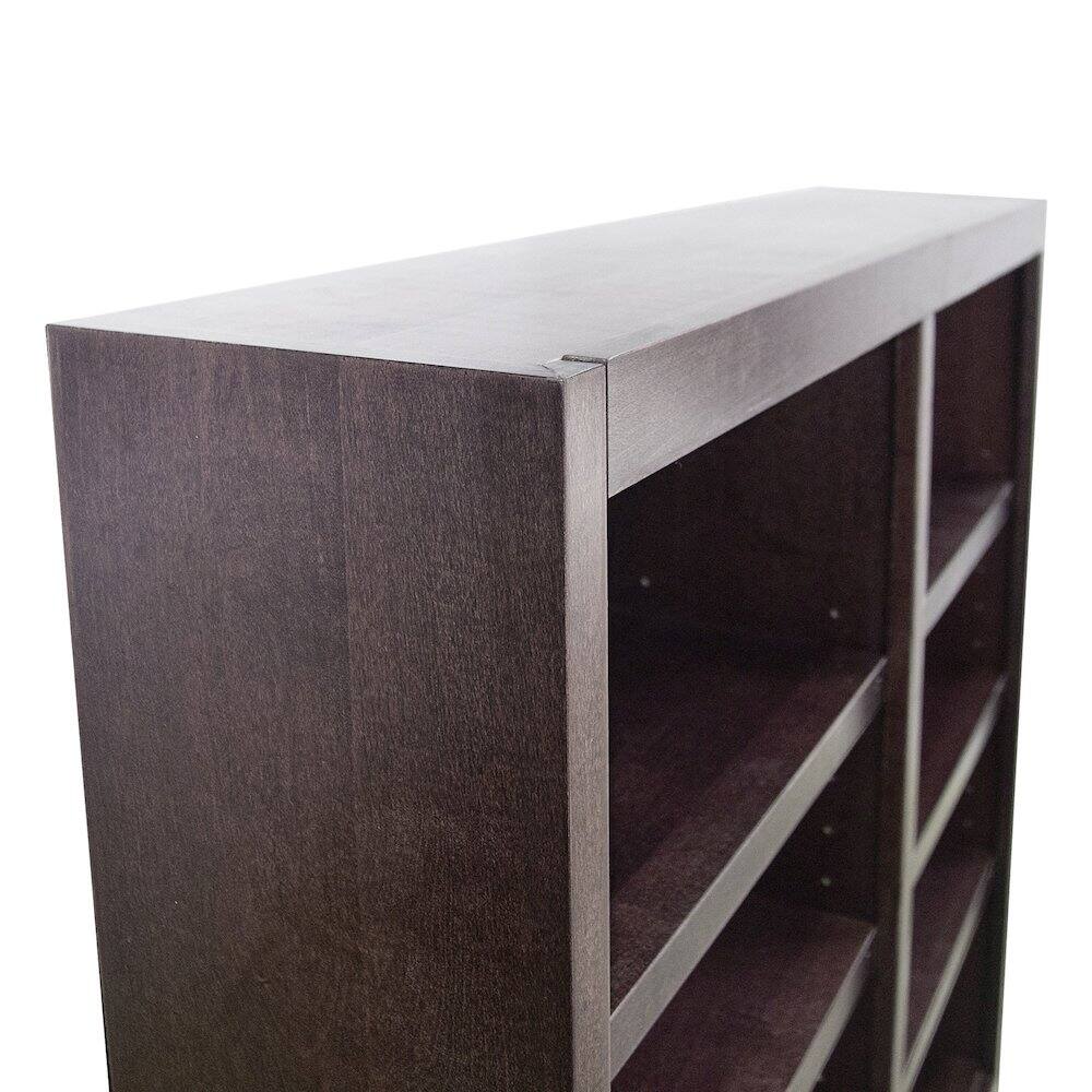 Left. Concepts in Wood - Double Wide Bookcase 8 Shelves Espresso Finish - Brown.