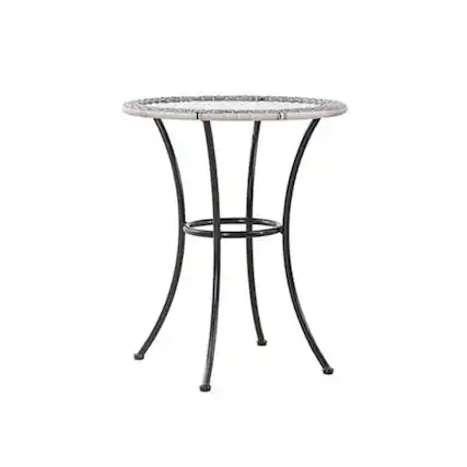 Front. Four Seasons Courtyard - Four Seasons Courtyard 24 Inch Marbella Wicker Modern Bistro Patio Table, Gray - Gray, Black.