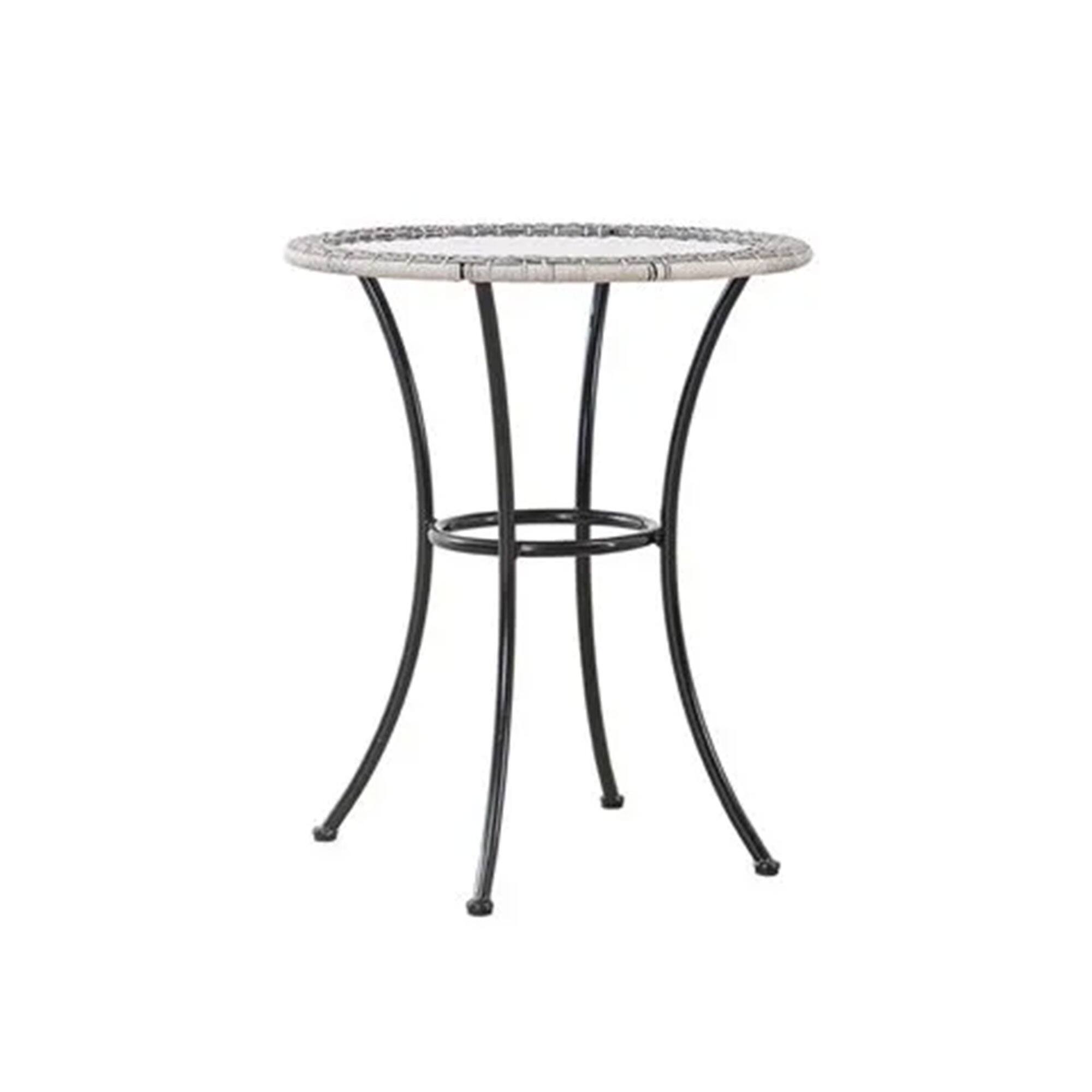 Front. Four Seasons Courtyard - Four Seasons Courtyard 24 Inch Marbella Wicker Modern Bistro Patio Table, Gray - Gray, Black.