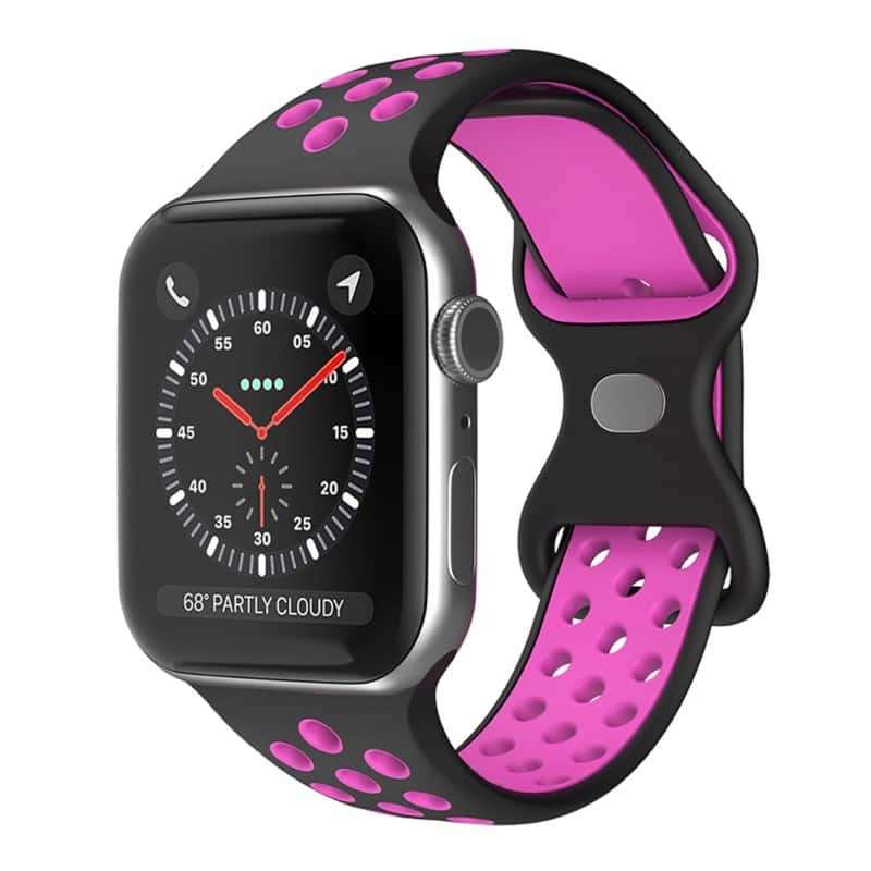 StrapsCo - ColorBlock Active Strap Silicone Rubber Watch Band For Apple Watch - 44mm/45mm/46mm/49mm/Ultra (Short-Medium) - Black & Purple price history on PriceWatchPro