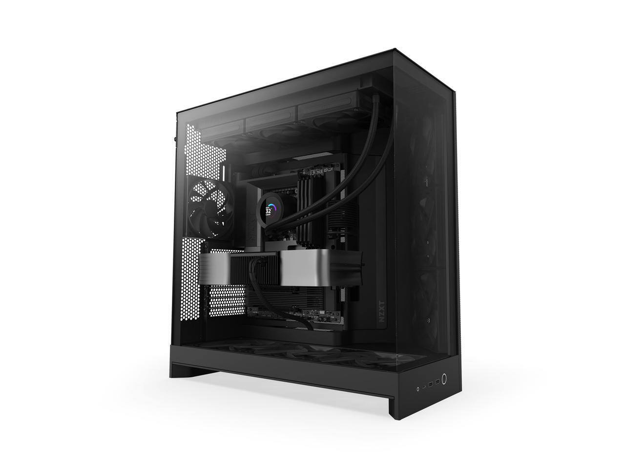Front. NZXT - NZXT H9 Flow (2025) CM-H92FB-01 Large Dual-Chamber ATX Mid-Tower - Black - Black.