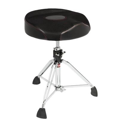 Front. Gibraltar Hardware - Airtech Mesh Round Drum Throne, 17" Memory Foam Seat, Double-Braced Base, Spindle Height Adjustment.