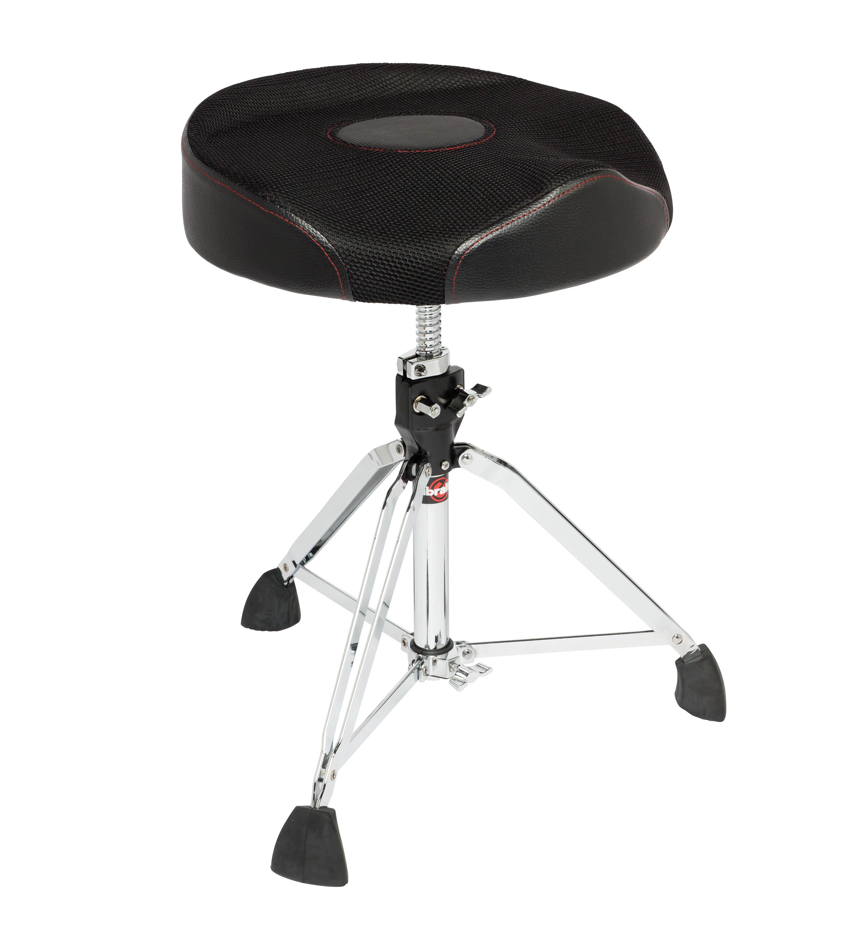 Front. Gibraltar Hardware - Airtech Mesh Round Drum Throne, 17" Memory Foam Seat, Double-Braced Base, Spindle Height Adjustment.