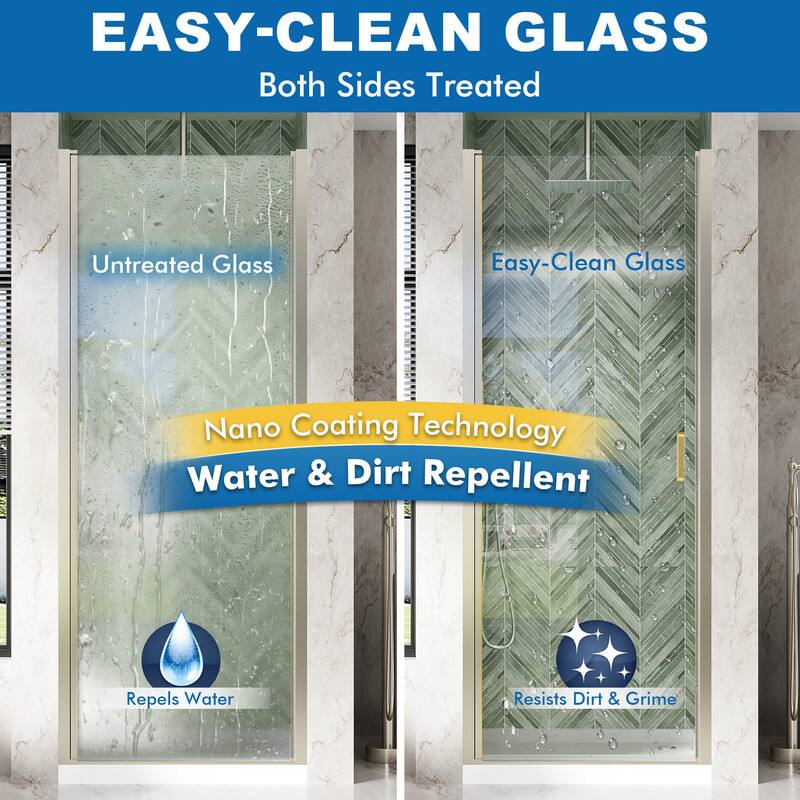 EASY-CLEAN GLASS  
Both Sides Treated  

Untreated Glass  
Easy-Clean Glass  

Nano Coating Technology  
Water & Dirt Repellent  

Repels Water  
Resists Dirt & Grime