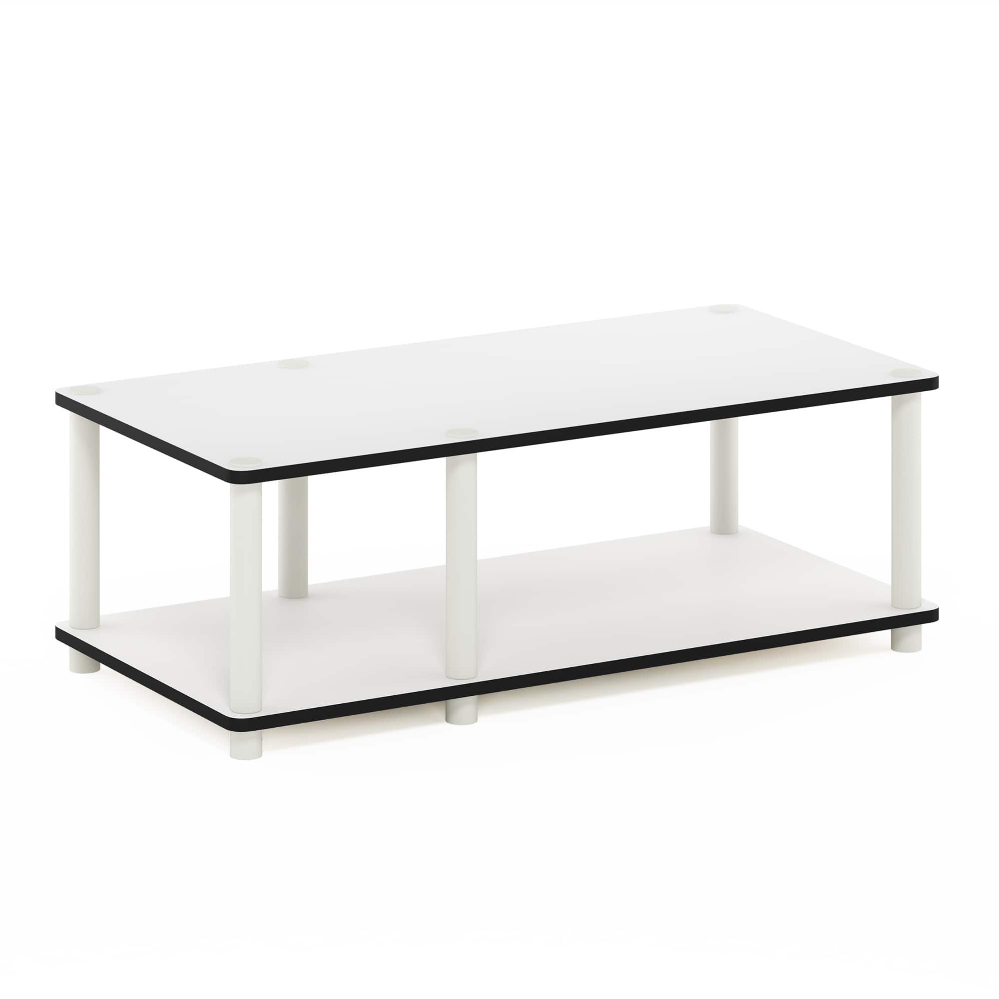 Front. Furinno - Just No Tools Mid TV Stand, Tube - White/White.