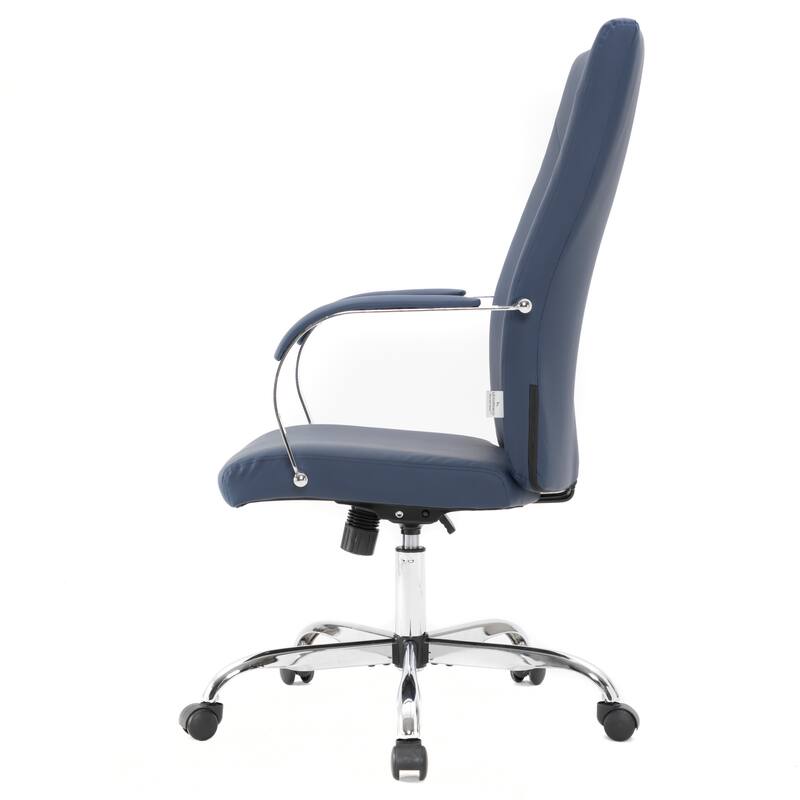 Alt View 8. LeisureMod - Sonora High-Back Leather Office Chair with Adjustable Height, Swivel, and Tilt, Desk, Conference Room, or Home Office - Navy Blue.