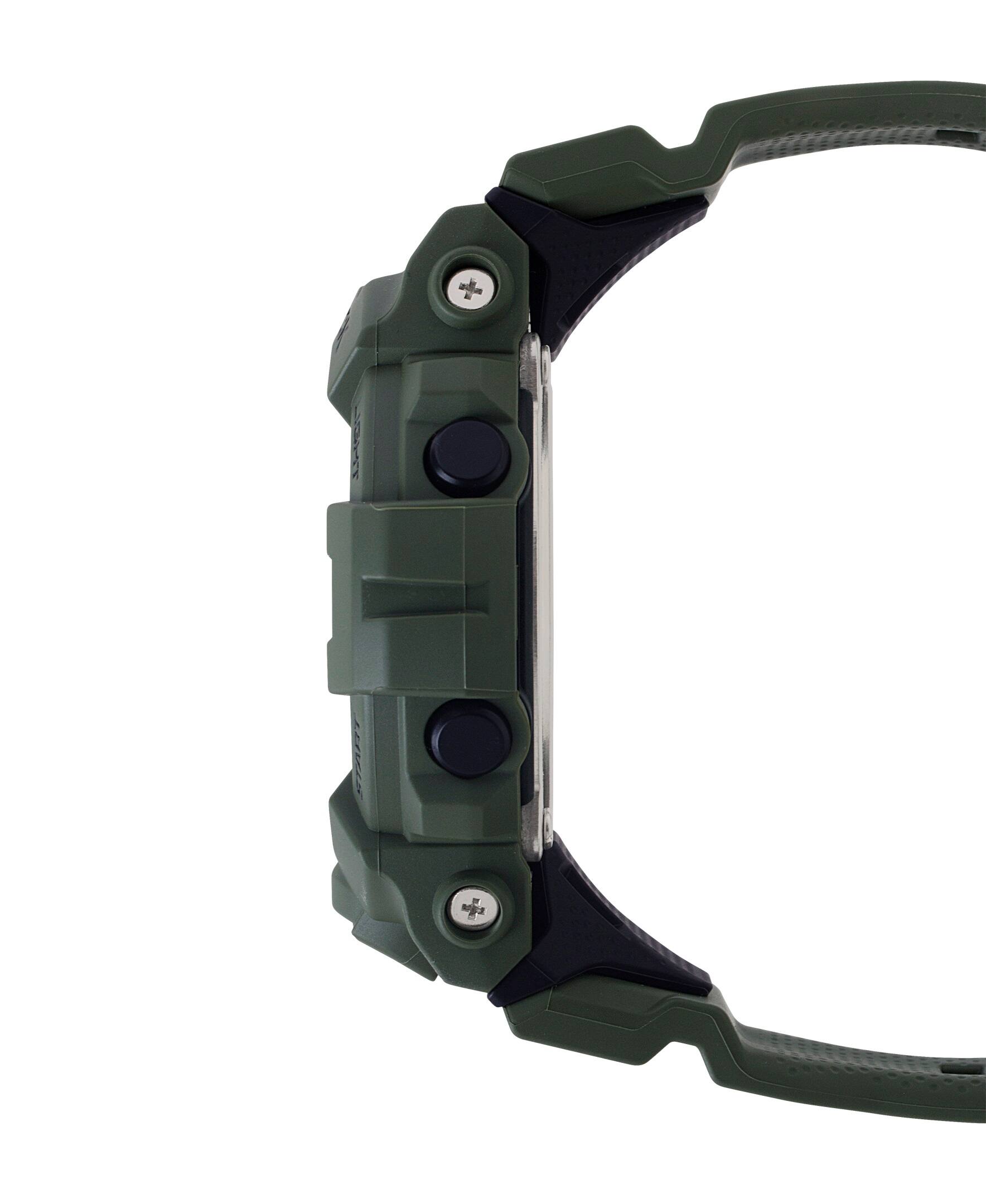 Left. Casio - Men's G-Shock Power Trainer with Bluetooth Mobile Link 49mm Watch - Green.