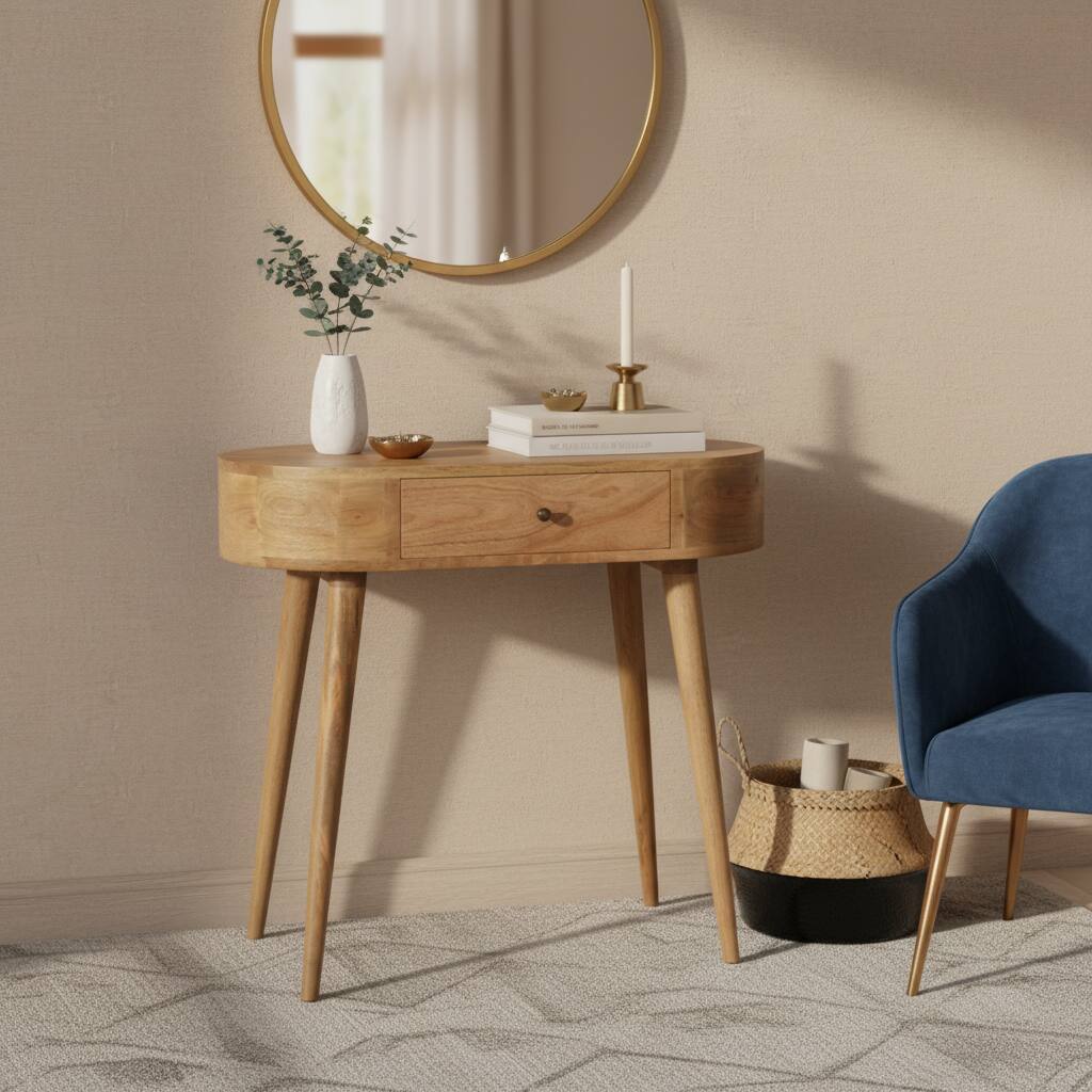 Angle. Artisan Furniture - Artisan Furniture Solid Wood Albion Console, 1 Drawer, Light Brown - Brown.