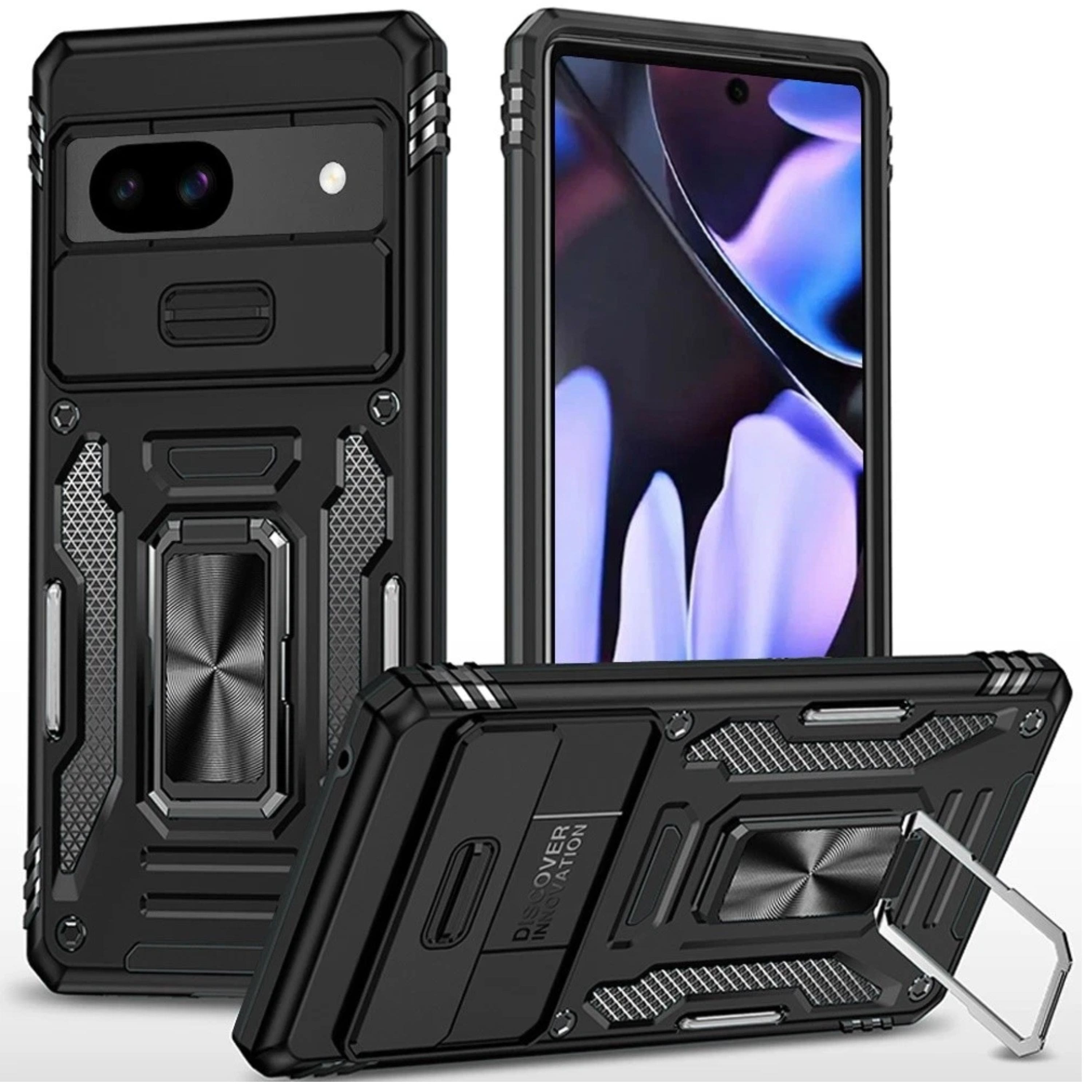 Kitcheniva - Magnetic Sliding Lens Stand Case With Tempered Glass For Google Pixel 9a - Black price history on PriceWatchPro