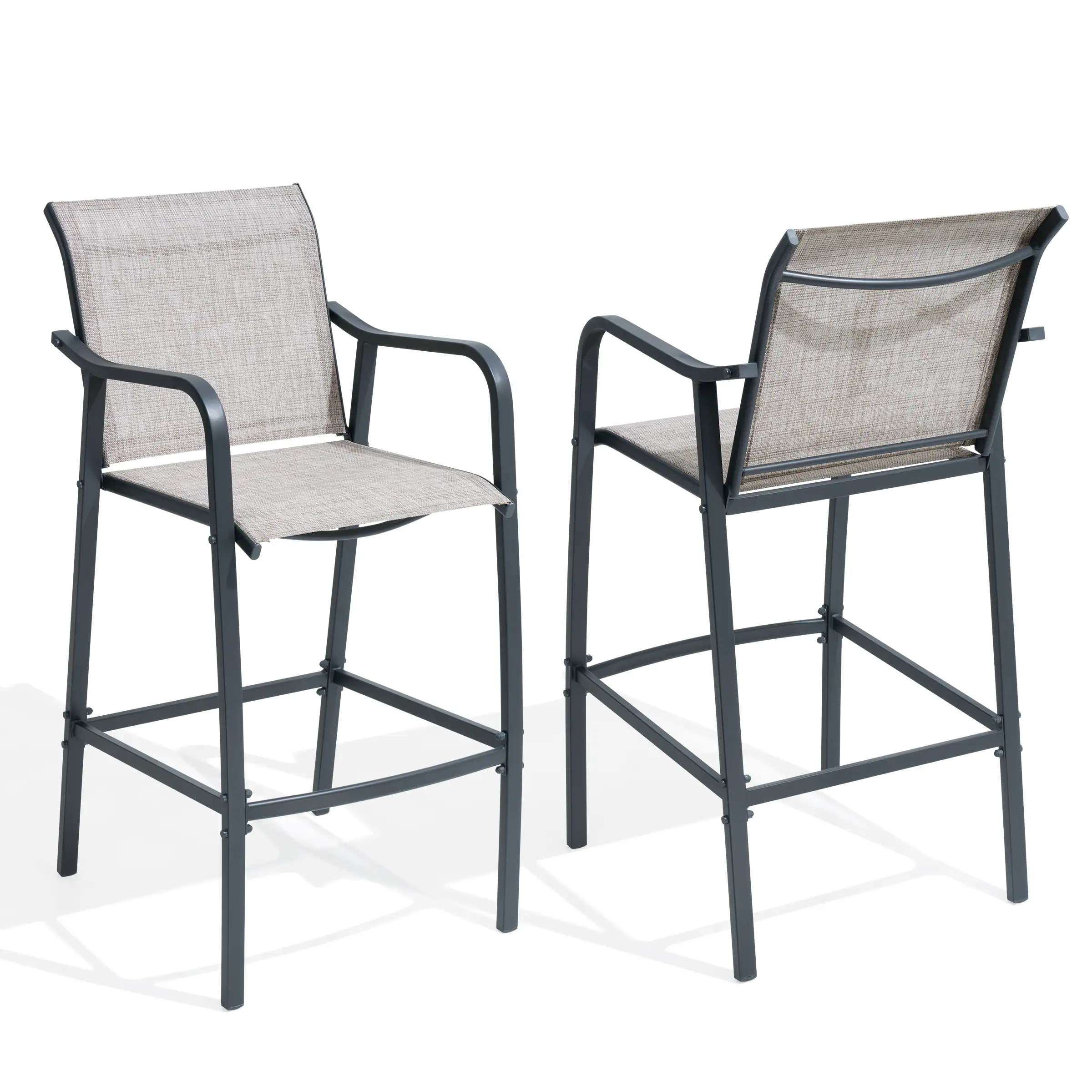 Alt View 6. Crestlive Products - Crestlive Products Set 2 Black Metal Frame Stationary Bar Stool Chair Mesh Seat - Brown-2PC.
