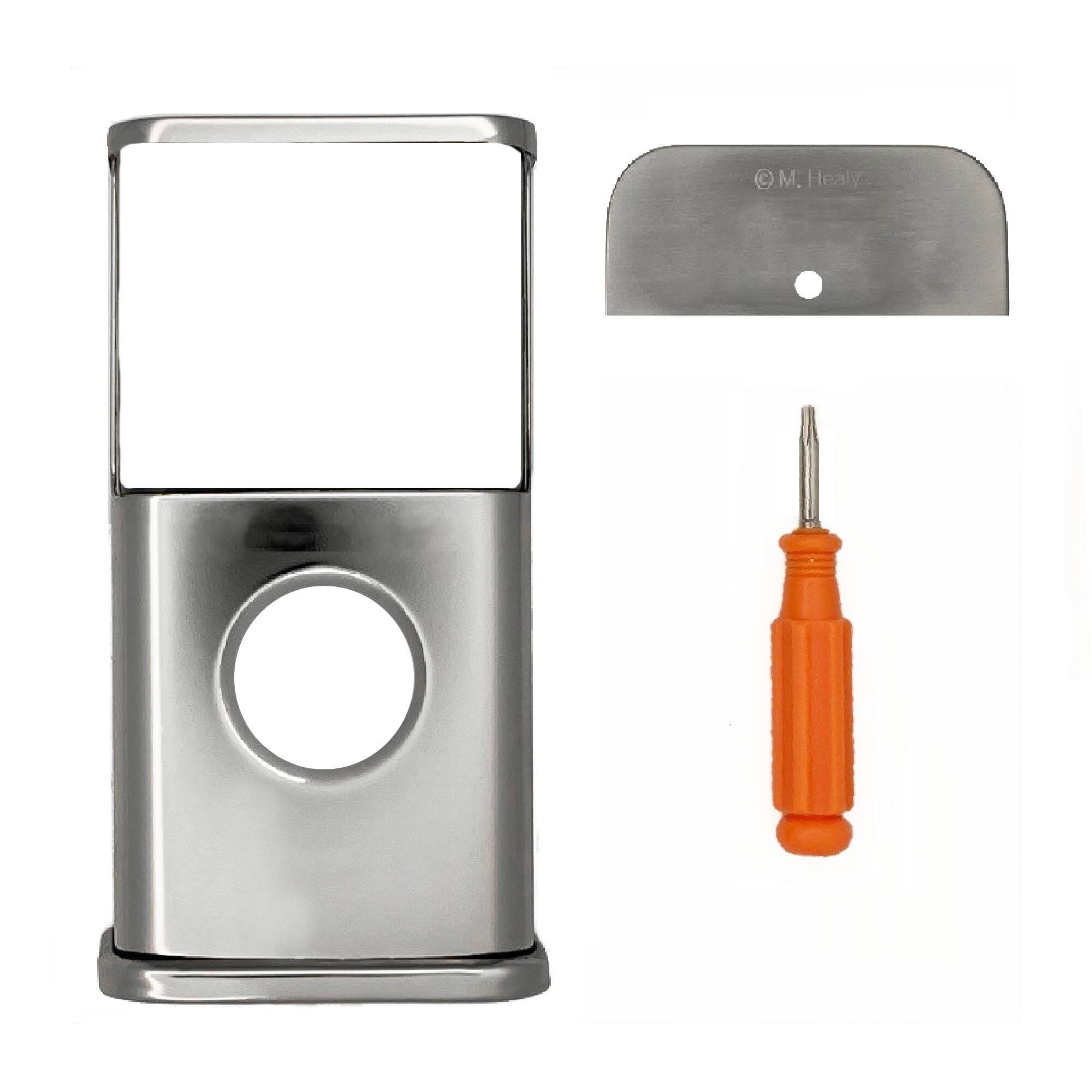 Back. Michael Healy - Traditional Video Doorbell Cover (Ring 3, 3 Plus, 4, Battery Plus and Battery Pro) - Polished Nickel Silver.