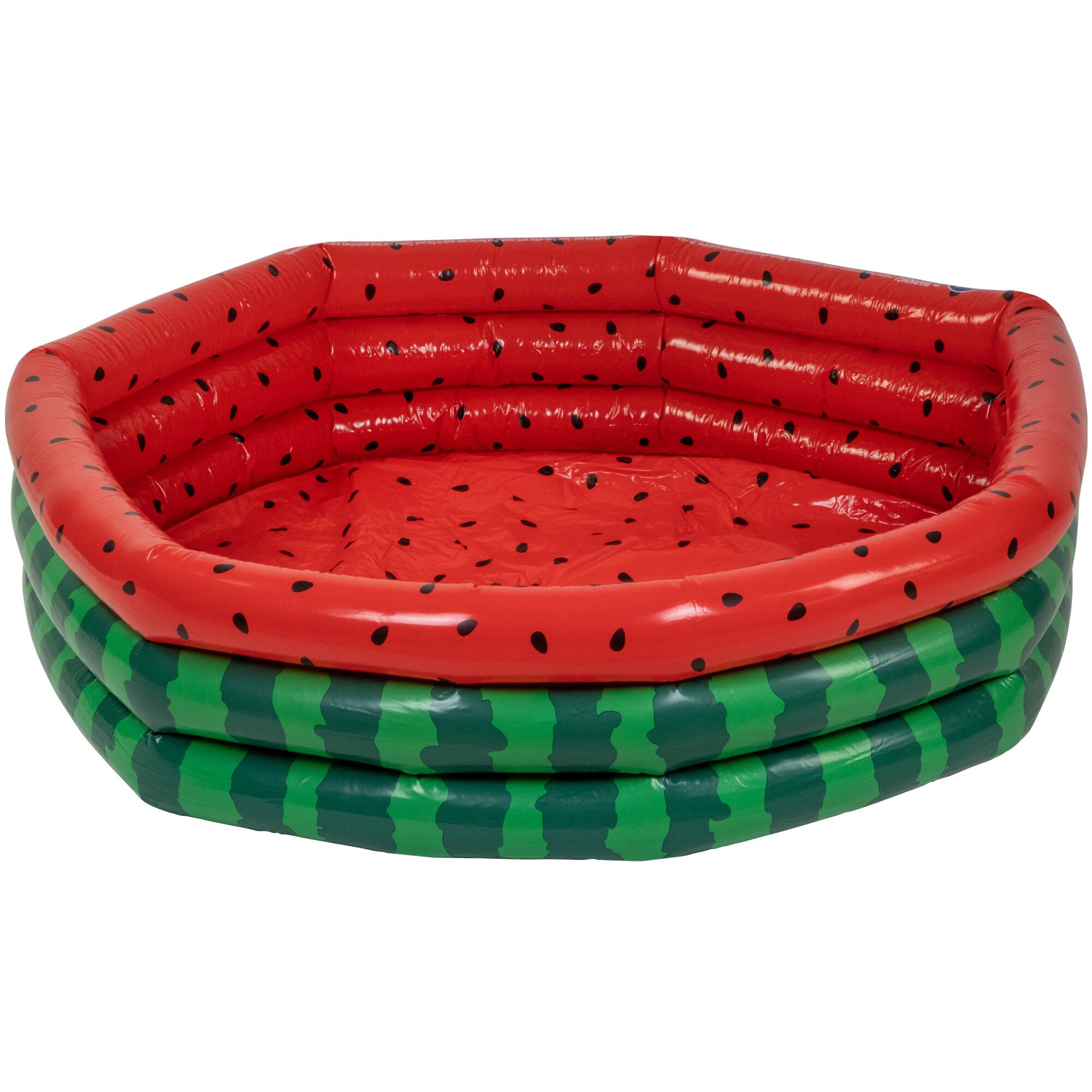 Alt View 1. Pool Central - Inflatable Round 3 Ring Watermelon Kiddie Swimming Pool - 47" - Red.