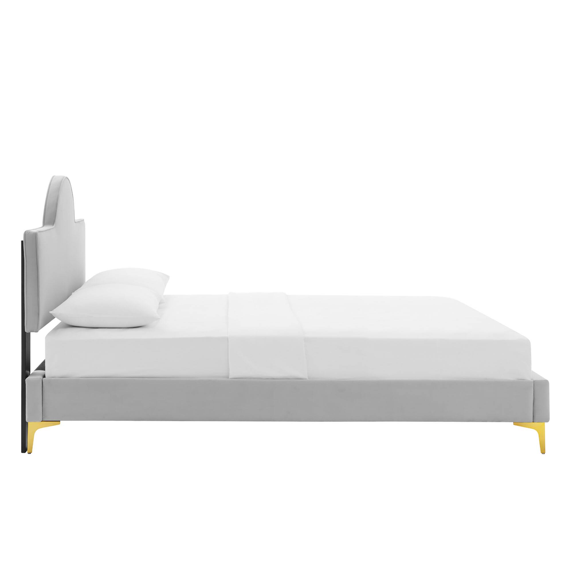Alt View 1. Modway - Zahra Channel Tufted Performance Velvet Queen Platform Bed - White.