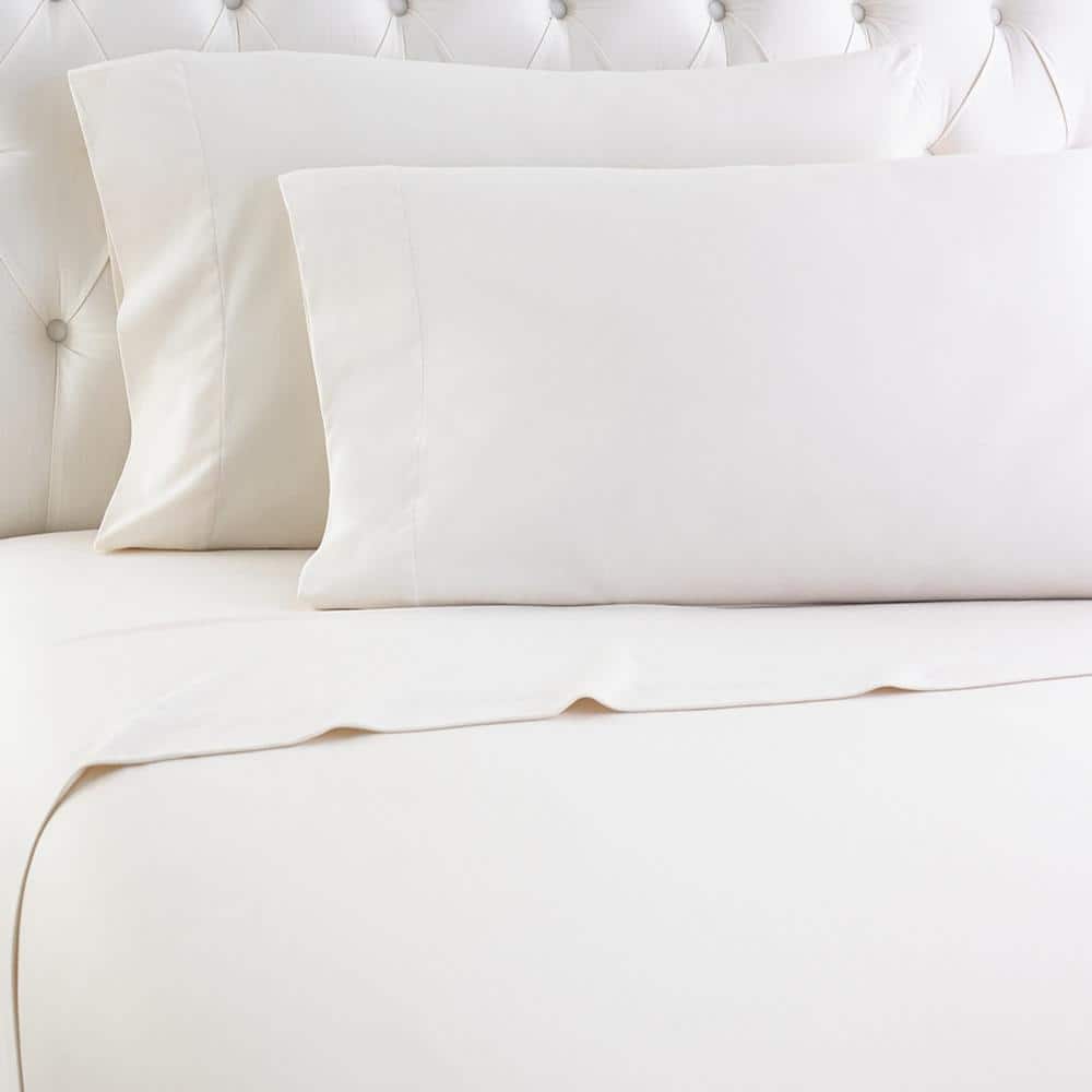 Shavel Home Products - Shavel Micro Flannel High Quality Sheet Set - Queen Flat/Fitted Sheet 92x108/80x60x18" 2-Pillowcase 21x32" - Ivory