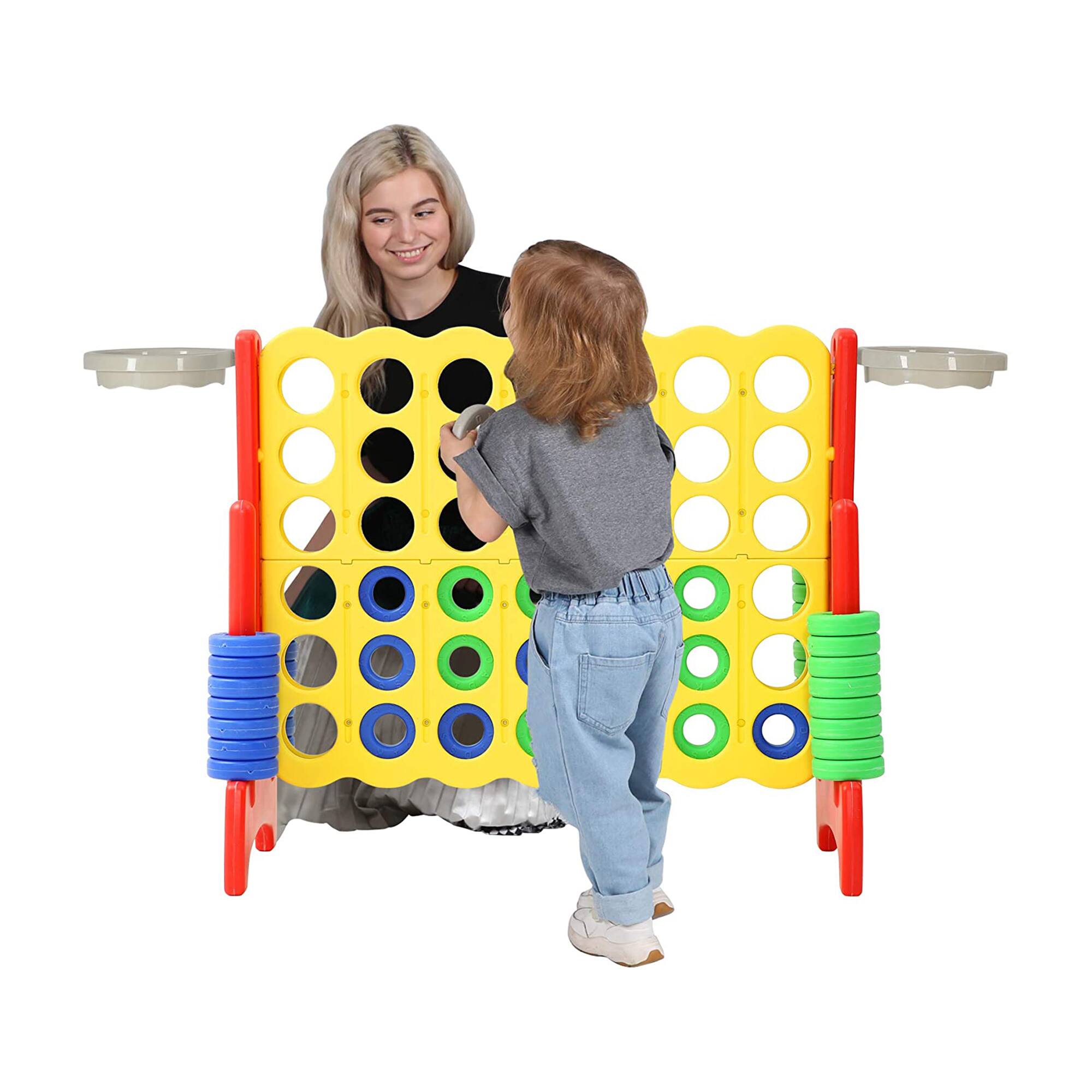 Alt View 2. SDADI - SDADI Giant 33 Inch 4-In-A-Row Game and Basketball Game for Kids, Yellow and Red - Blue and Red.