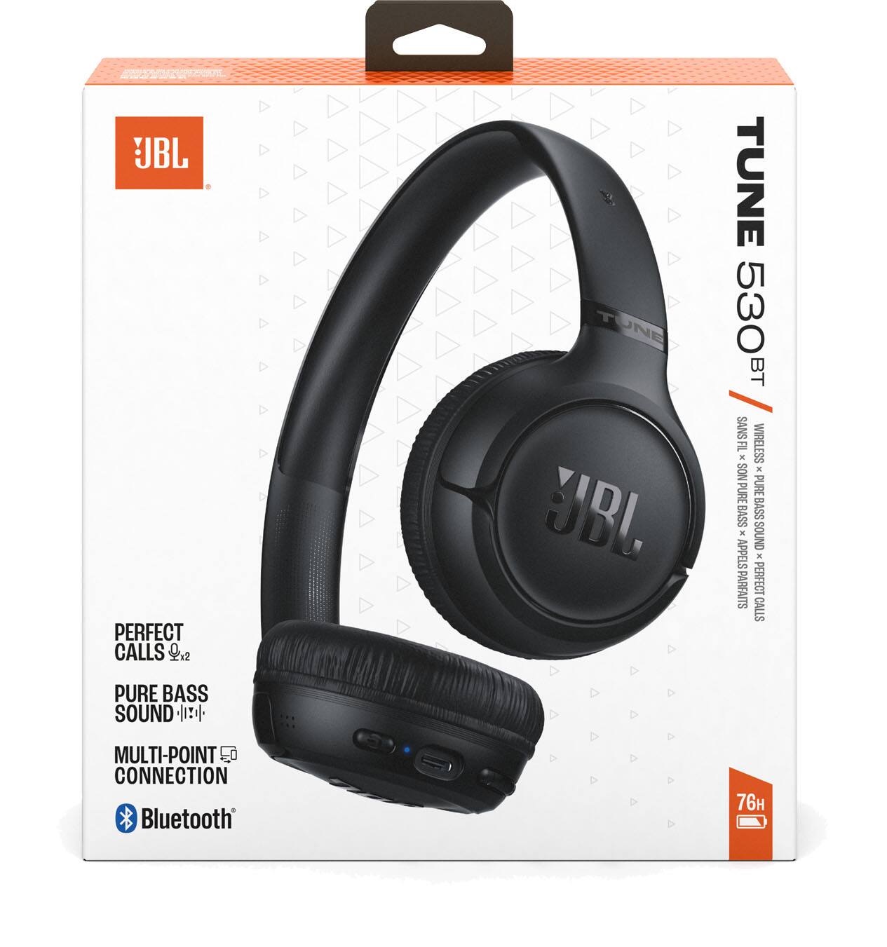 JBL TUNE 530 BT  
Wireless Headphones  
- Perfect Calls 2x  
- Pure Bass Sound  
- Multi-Point Connection  
- Bluetooth  
- 76H Battery Life