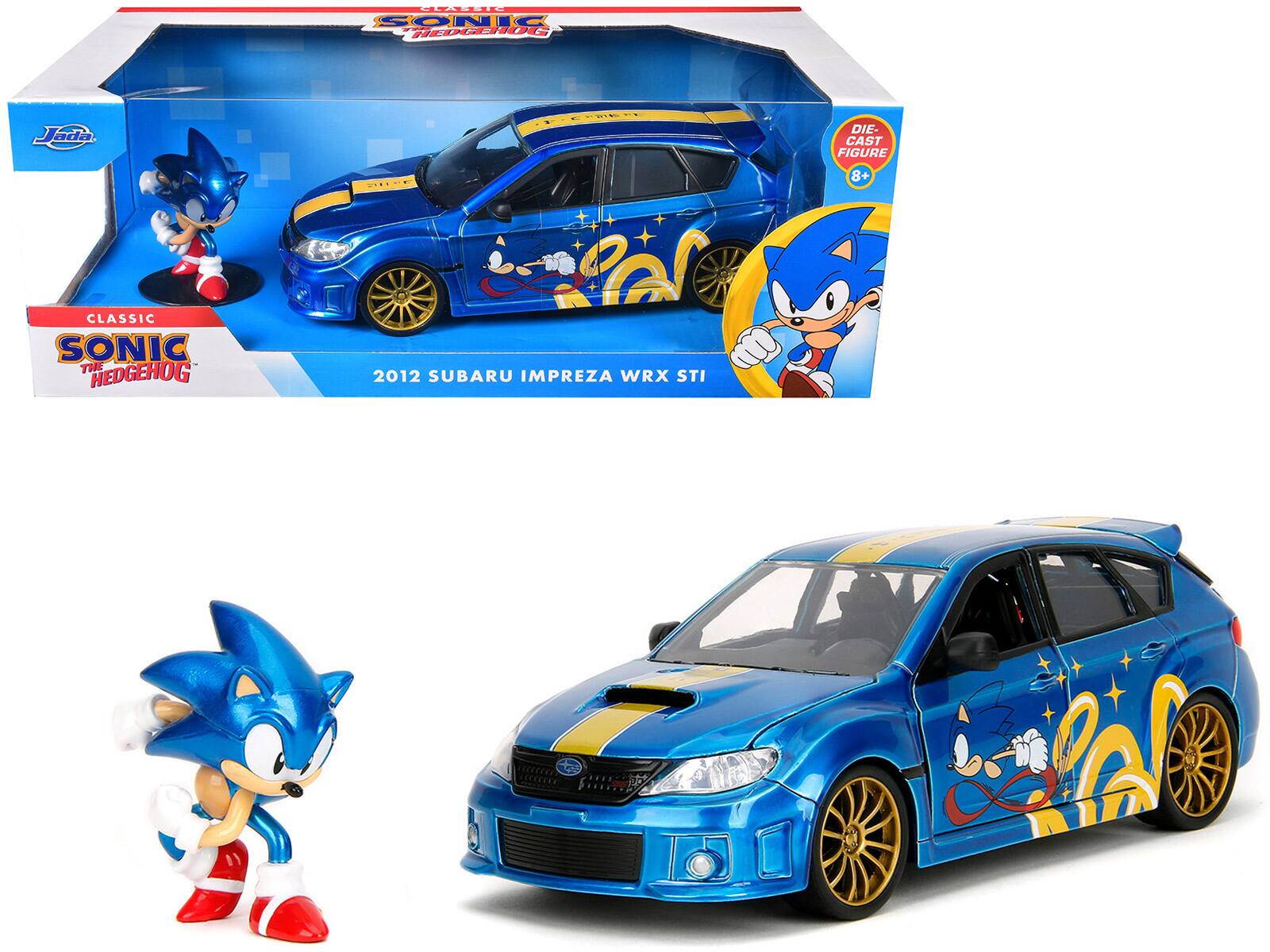 Jada - 2012 Subaru Impreza WRX STI with Graphics & Sonic The Hedgehog Diecast Figure 1/24 Hollywood Rides - Blue Metallic