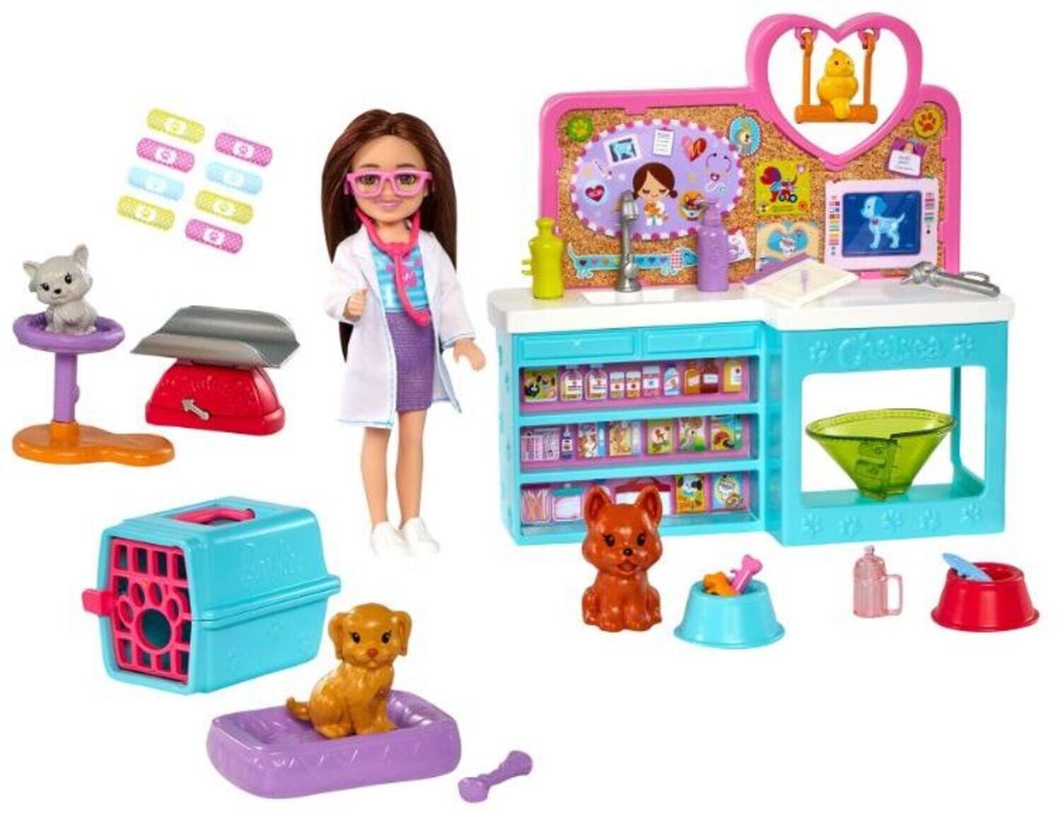 Alt View 1. Mattel - Barbie Chelsea Can Be Pet Vet Playset, Brunette   - Collectibles - Multicolor.