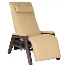 Human Touch - Gravis ZG Leather Zero Gravity Recliner with Air Massage, Multi-Zone Heat, Power Headrest & App Control - Mahogany Frame / Sand Leather