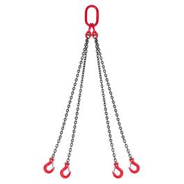 VEVOR - Chain Sling, 1/4 in x 5 ft Lifting Chains with 4 Leg Grab Hooks, Heavy Duty G80 Alloy Steel Lifting Sling, 6600LBS - Red;Silver