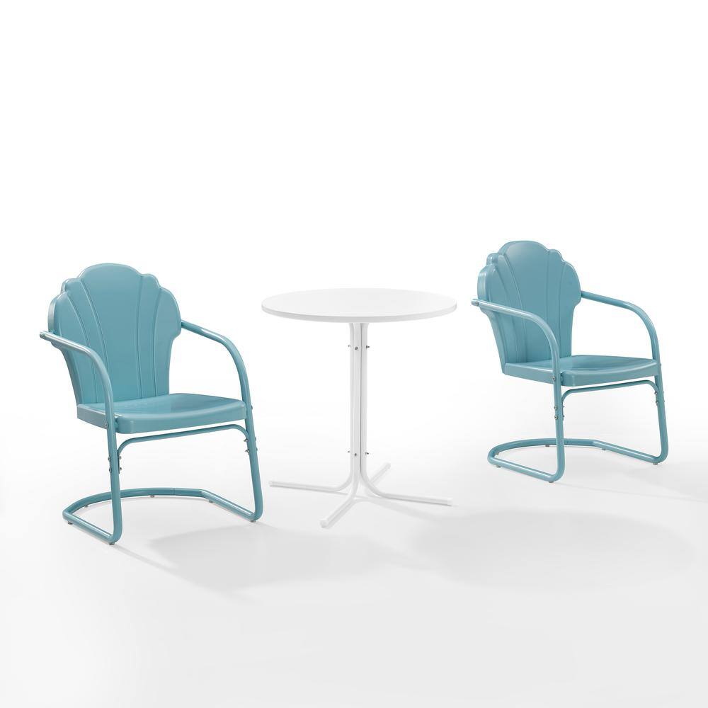 Alt View 7. Crosley Furniture - Tulip 3Pc Retro Outdoor Bistro Set - Bistro Table & 2 Chairs - Pastel Blue Satin.