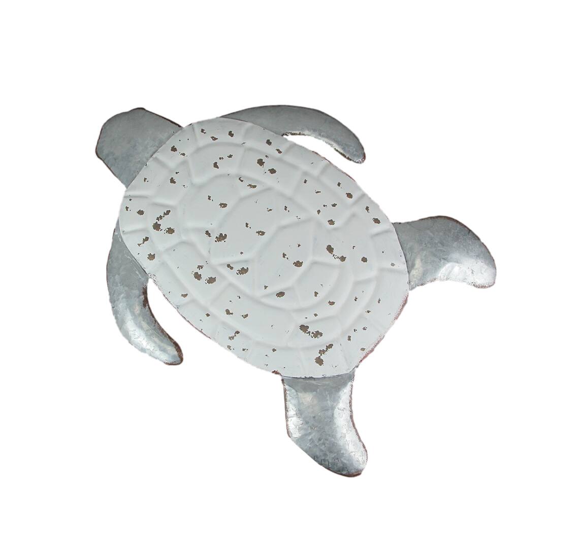 Front. Zeckos - White Enamel Galvanized Metal Sea Turtle Wall Art, Coastal Decor for Home, Patio, Garden, and Beach House - White.