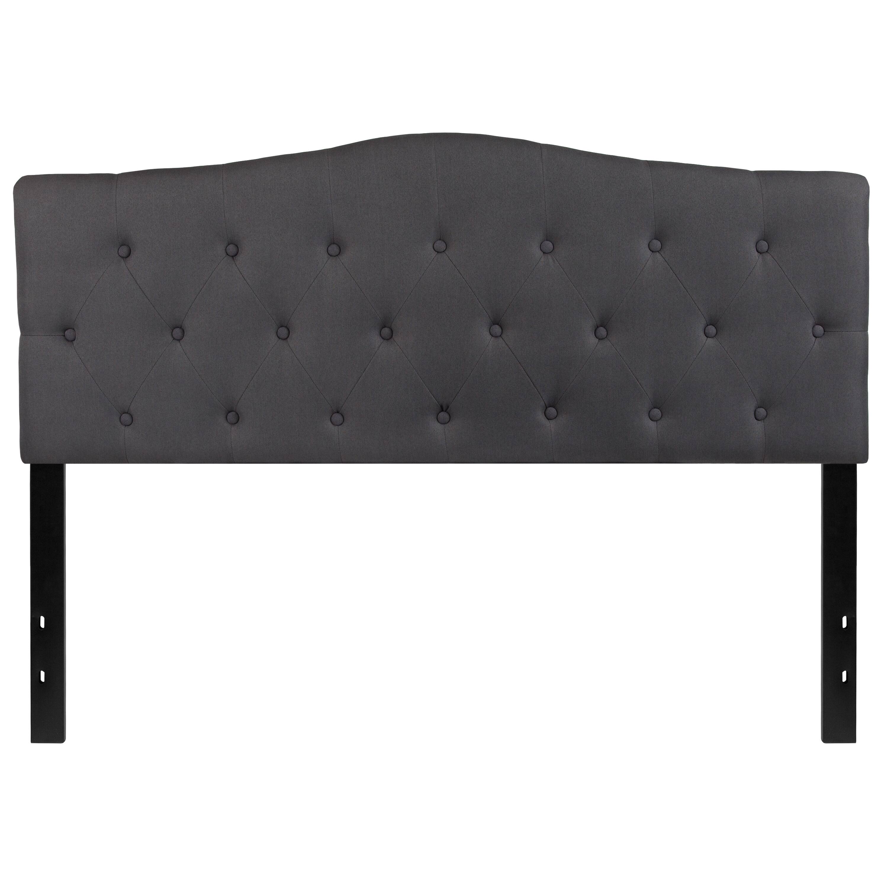Alt View 5. Emma + Oliver - Arched Button Tufted Upholstered Headboard - Dark Gray.