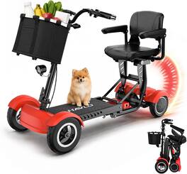 Eskute - Dual 350W Motor Folding Mobility Scooter with 3-Speed Control and Rear Suspension - Red