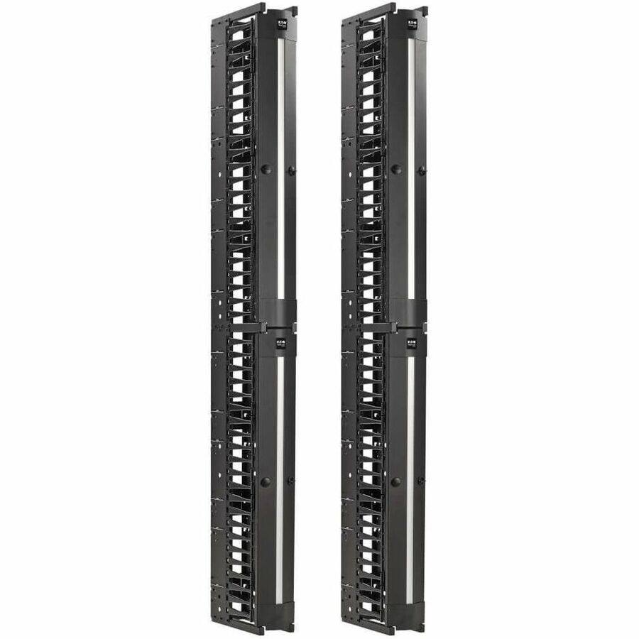 Alt View 8. Tripp Lite - Eaton Tripp Lite Series High-Capacity Vertical Cable Manager - Deep Double Finger Duct with Cover, Double Sided, 6 in. - Black.