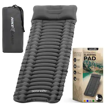 HIKE CAMP
serenelife
ULTRALIGHT SLEEPING PAD
- WARM IN WINTER
- COOL IN SUMMER
- SUPER LIGHTWEIGHT
- EASY TO CLEAN
QUICK INFLATION