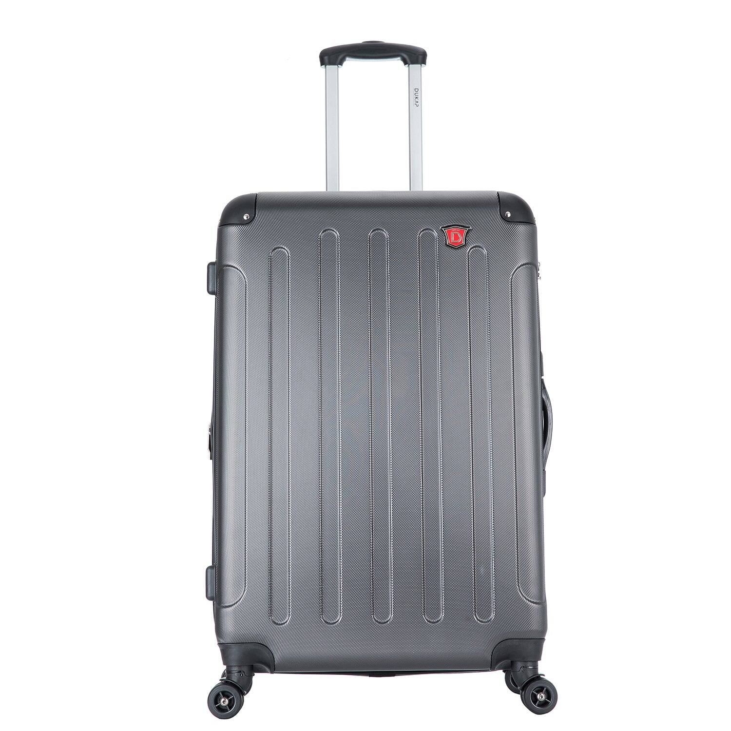Angle. DUKAP - Intely Hardside Spinner Luggage 28" with Integrated Digital Weight Scale - GREY.