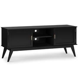 Simpli Home - Draper SOLID HARDWOOD 60 inch Wide Mid Century Modern TV Media Stand For TVs up to 65 inches - Black