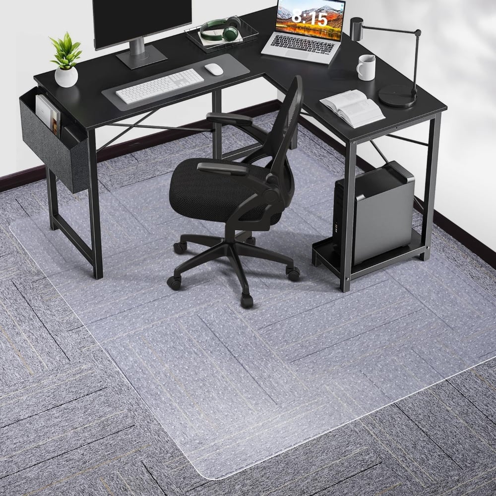 ZUQIETA - 46"x60" Heavy Duty Chair Mat for Carpet - Clear Vinyl with Grips, Floor Protector - Clear (for Carpet)