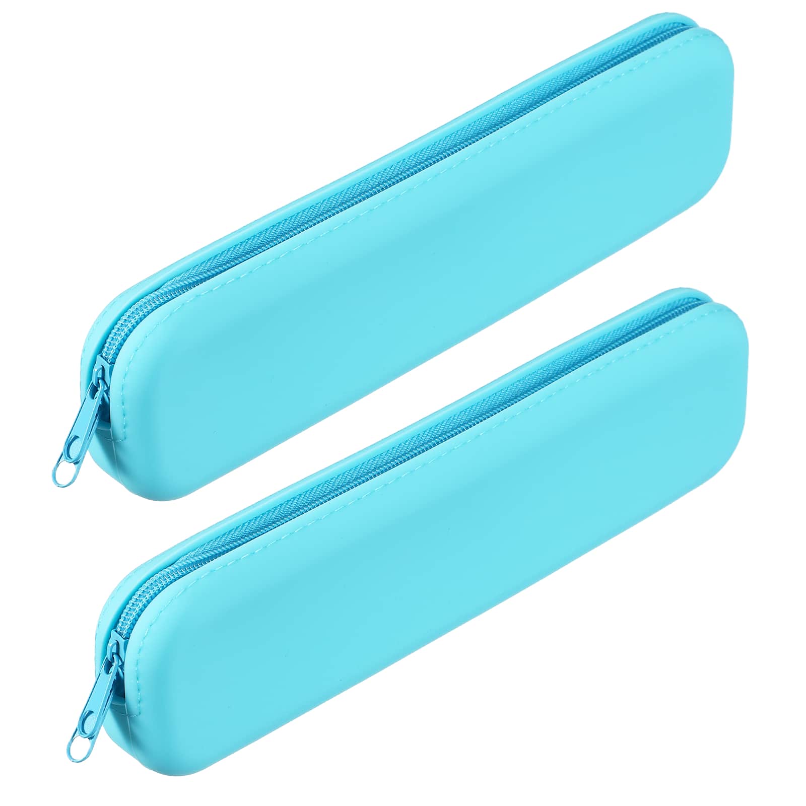 Unique Bargains - 2pcs Rectangular Silicone Pen Case, Small Pencil Pouch w/ Zipper, Waterproof Storage for Travel - Sky Blue price history on PriceWatchPro
