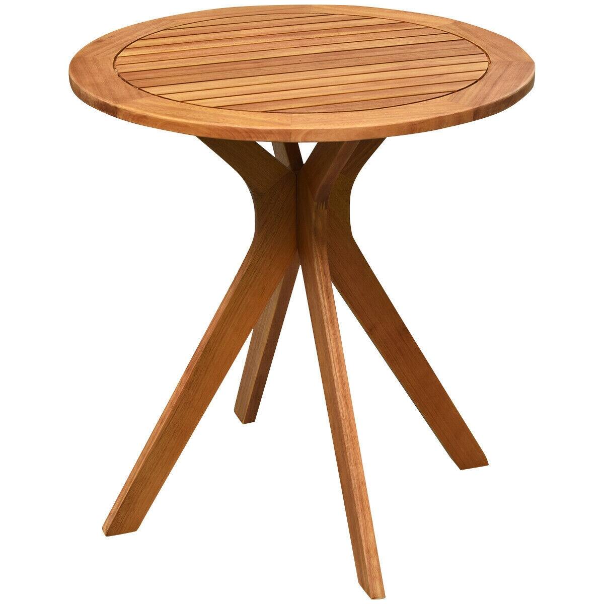 SlickBlue - 27 InchOutdoor Round Solid Wood Coffee Side Bistro Table - Multi