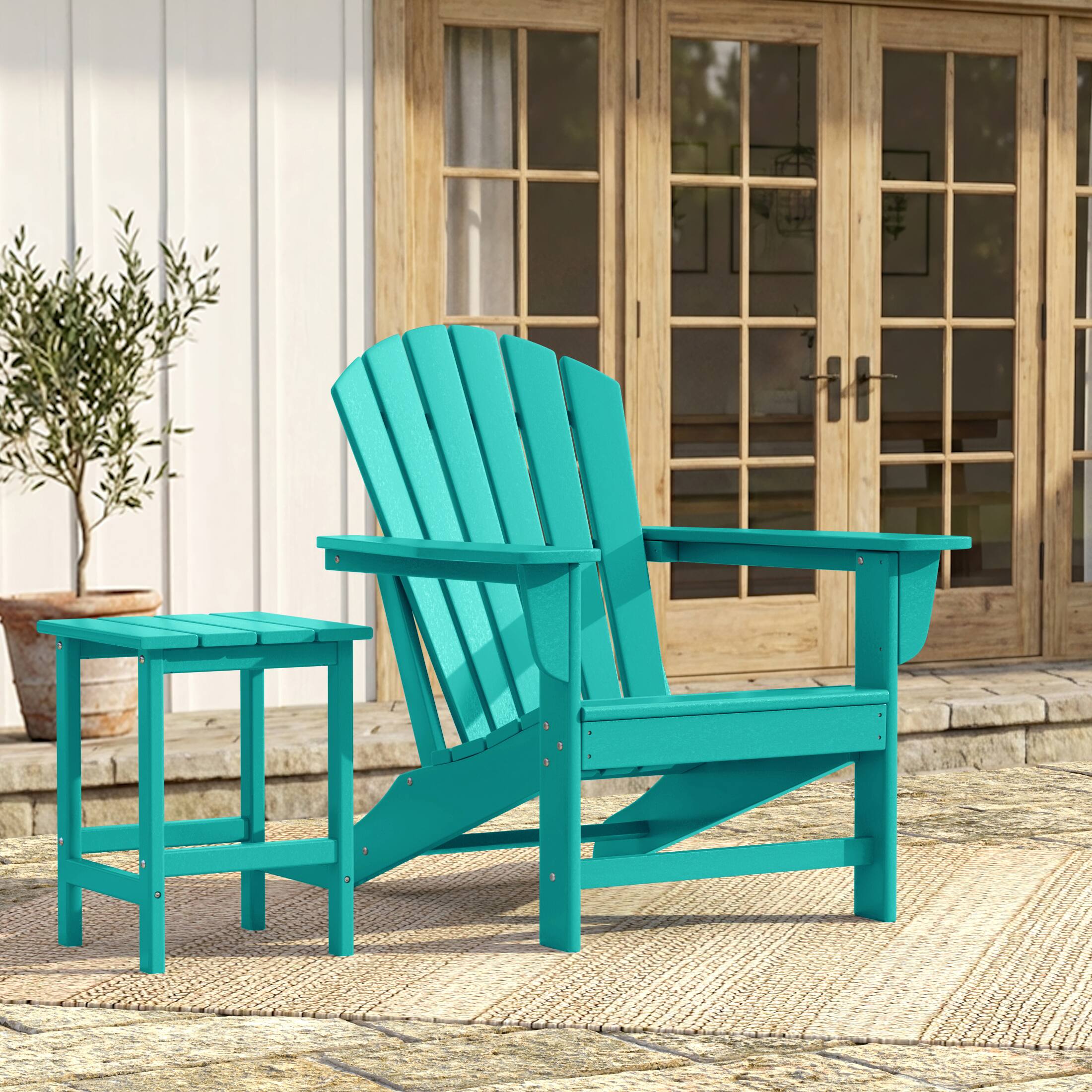 Angle. WestinTrends - WestinTrends Dylan Outdoor Adirondack Chair - Turquoise.