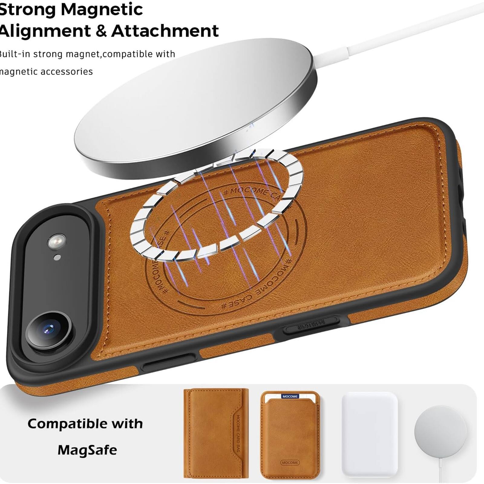 Strong Magnetic Alignment & Attachment  
Built-in strong magnet, compatible with magnetic accessories  

Compatible with MagSafe