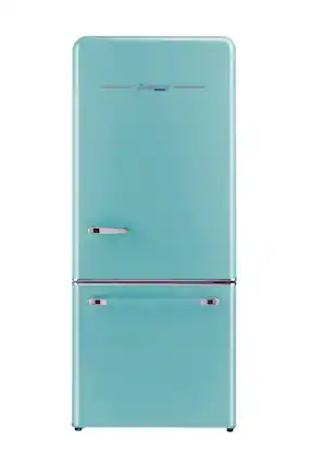 Front. Unique Appliances - Classic Retro 30 in 17.7 cu. ft. Frost Free Retro Bottom Freezer Refrigerator - Ocean Mist Turquoise.