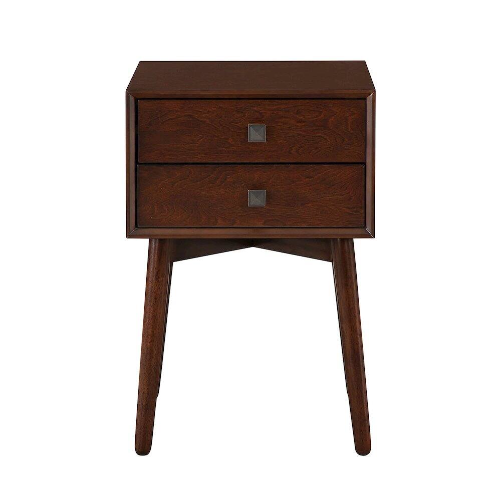 Alt View 1. Furniture of America - Alto Mid-Century Wood 2-Drawer Side Table - Brown.