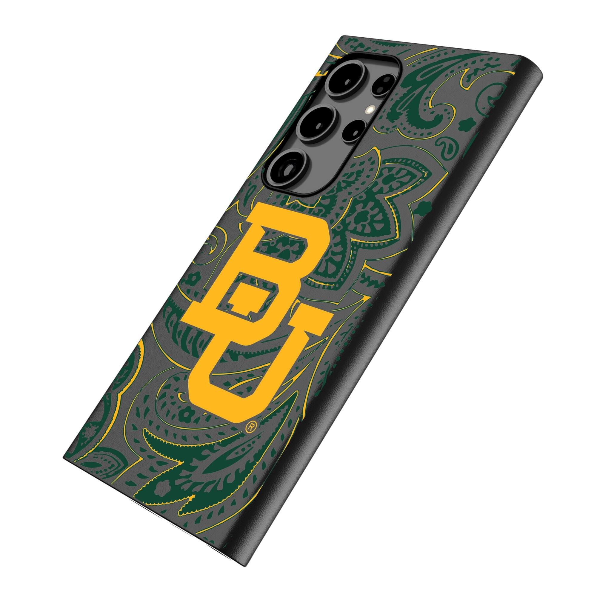 Alt View 1. Keyscaper - Baylor Bears Paisley Galaxy Magnetic Bump Case - S24 Ultra - Black.