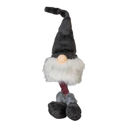Front. BreeBe - *Medium Dangle Leg Plush Fuzzy Gray Santa Gnome - Multi.