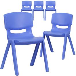 Emma + Oliver - 5 Pack Plastic Stackable School Chair with 13.25" Seat Height - Blue