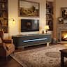 Famapy - Luxury TV Stand with Smart LED Lights & Power Outlets, 82.7" Marble Top Media Console for Living Room - Dark Gray