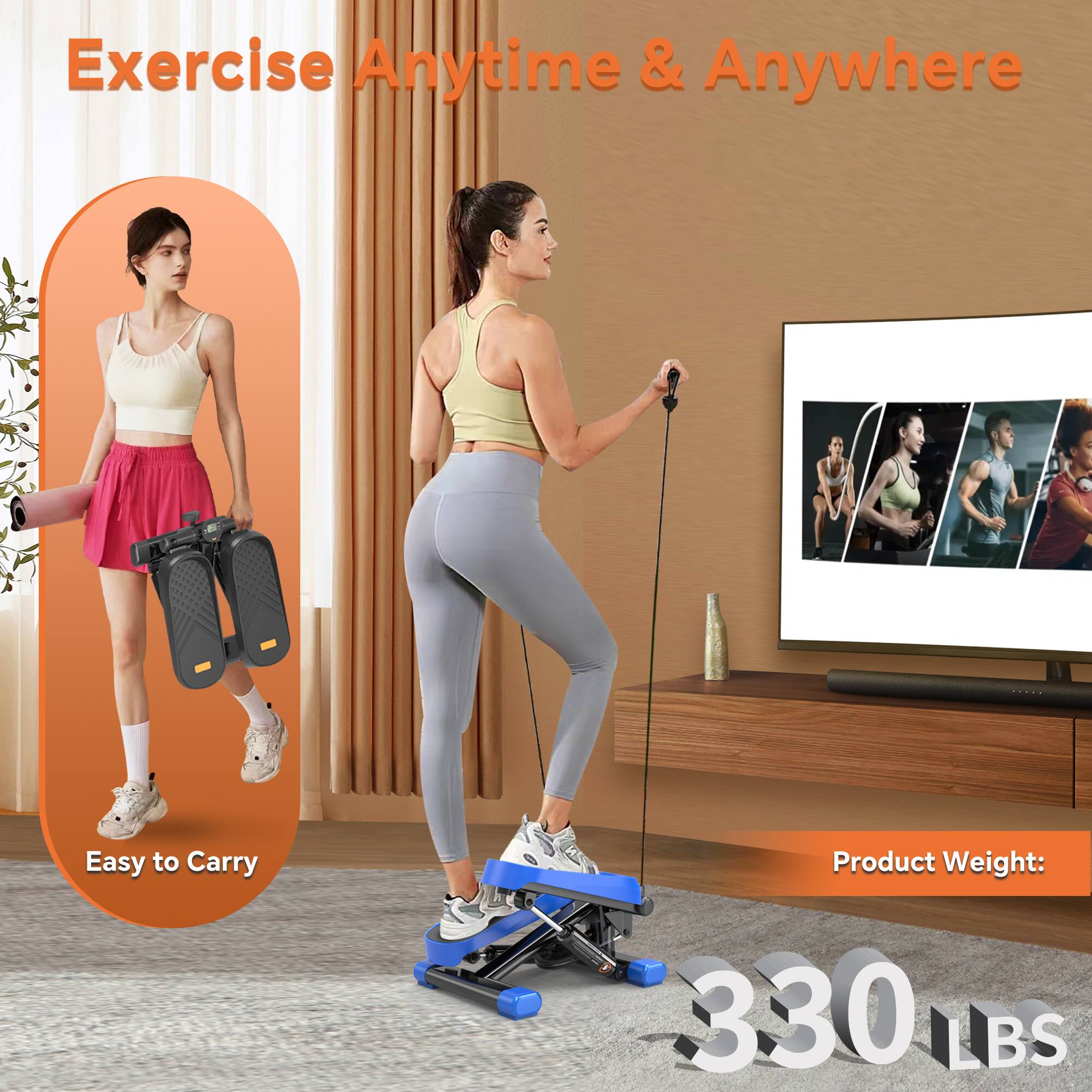 Exercise Anytime & Anywhere

Easy to Carry

Product Weight: 330 LBS