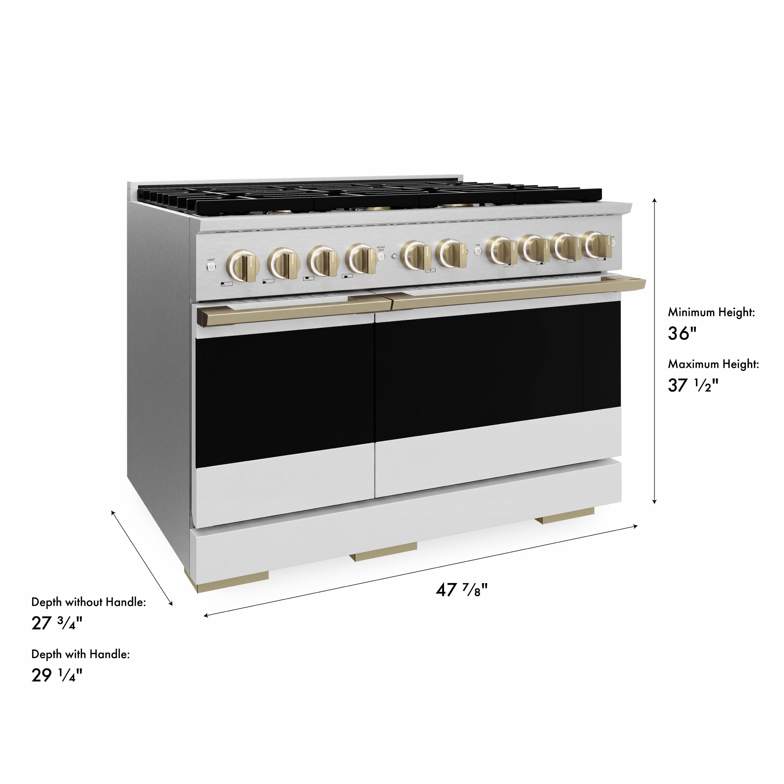 Minimum Height: 36"  
Maximum Height: 37 1/2"  
Depth without Handle: 27 3/4"  
Depth with Handle: 29 1/4"
